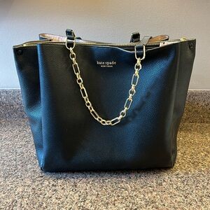 Kate Spade Black Tote Bag with Gold Chain